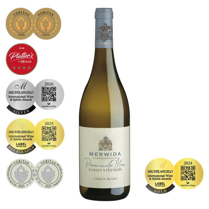 Merwida Wines, wooded Chenin Blanc, Michelangelo 2025, double gold, Platters Guide , Veritas Awards 2026